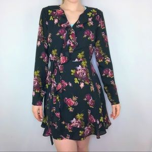 My Michelle Floral Mini Dress Ruffle Cover Up Robe Long Sleeve Lined Summer